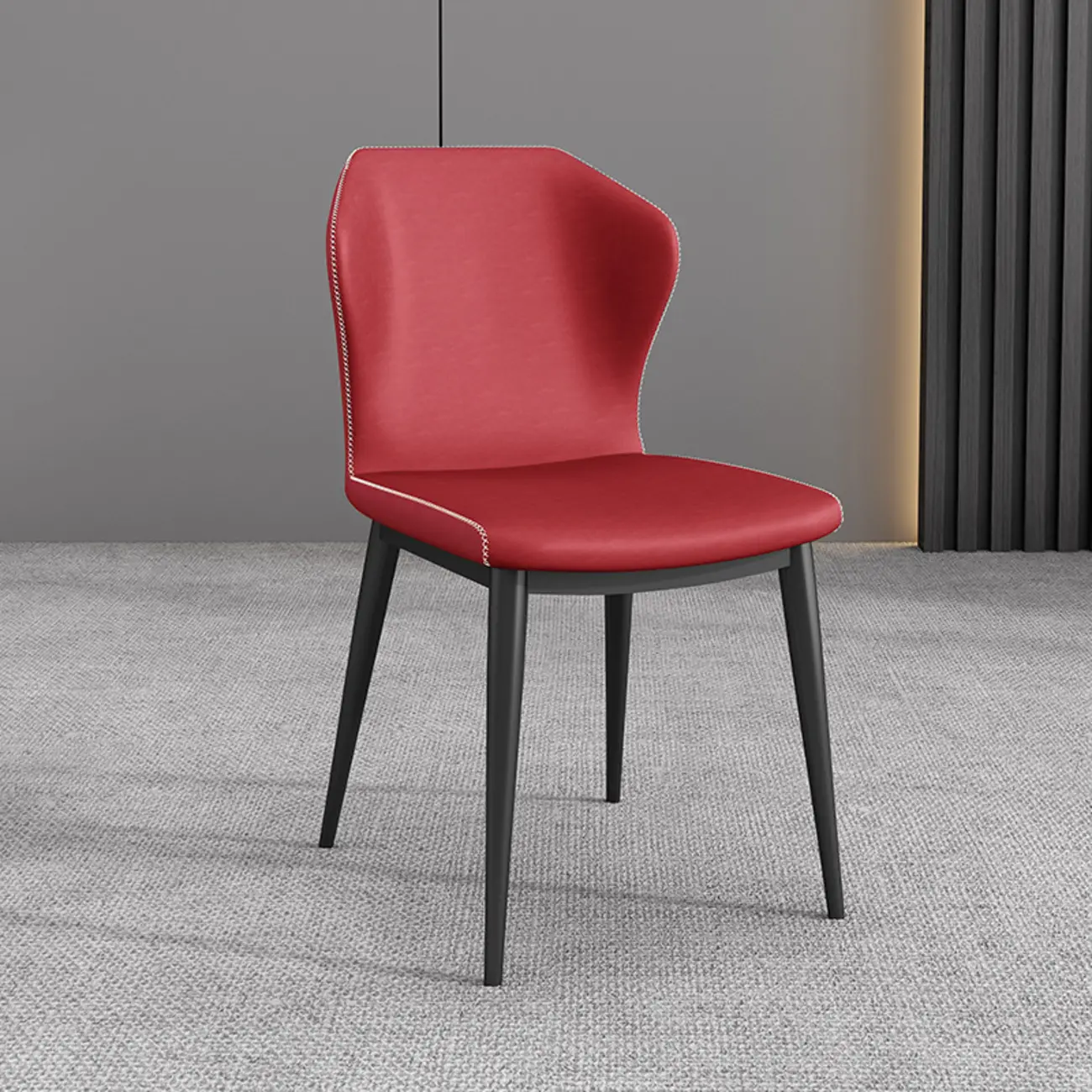 Modern Faux Leather Dining Chair with Wing Back Steel Legs Image - 27 | homeyfad