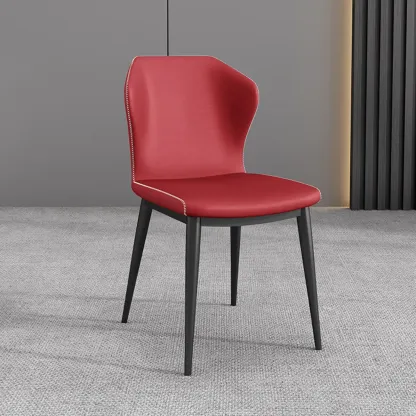 Modern Faux Leather Dining Chair with Wing Back Steel Legs Image - 27