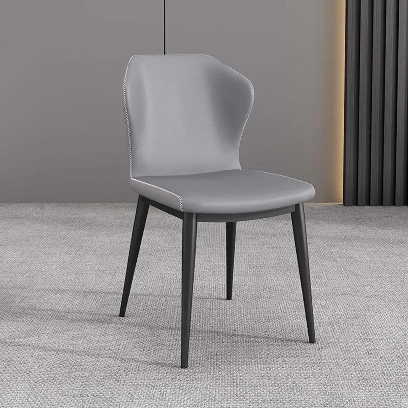 Modern Faux Leather Dining Chair with Wing Back Steel Legs Image - 28 | homeyfad