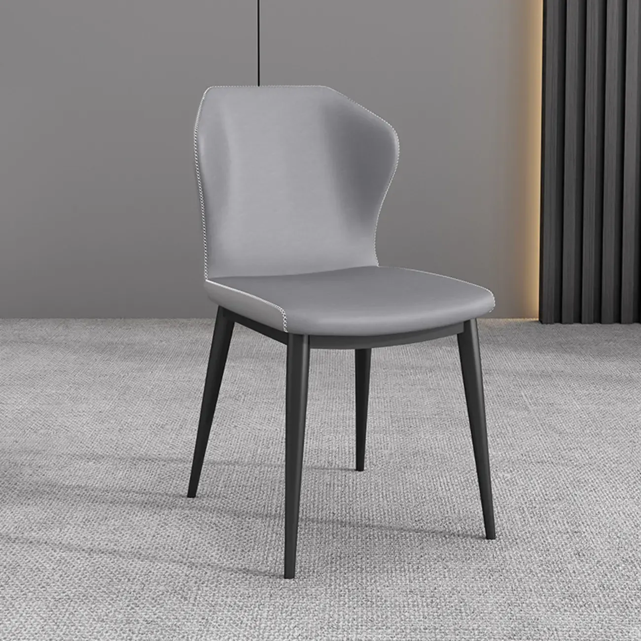 Modern Faux Leather Dining Chair with Wing Back Steel Legs Image - 28