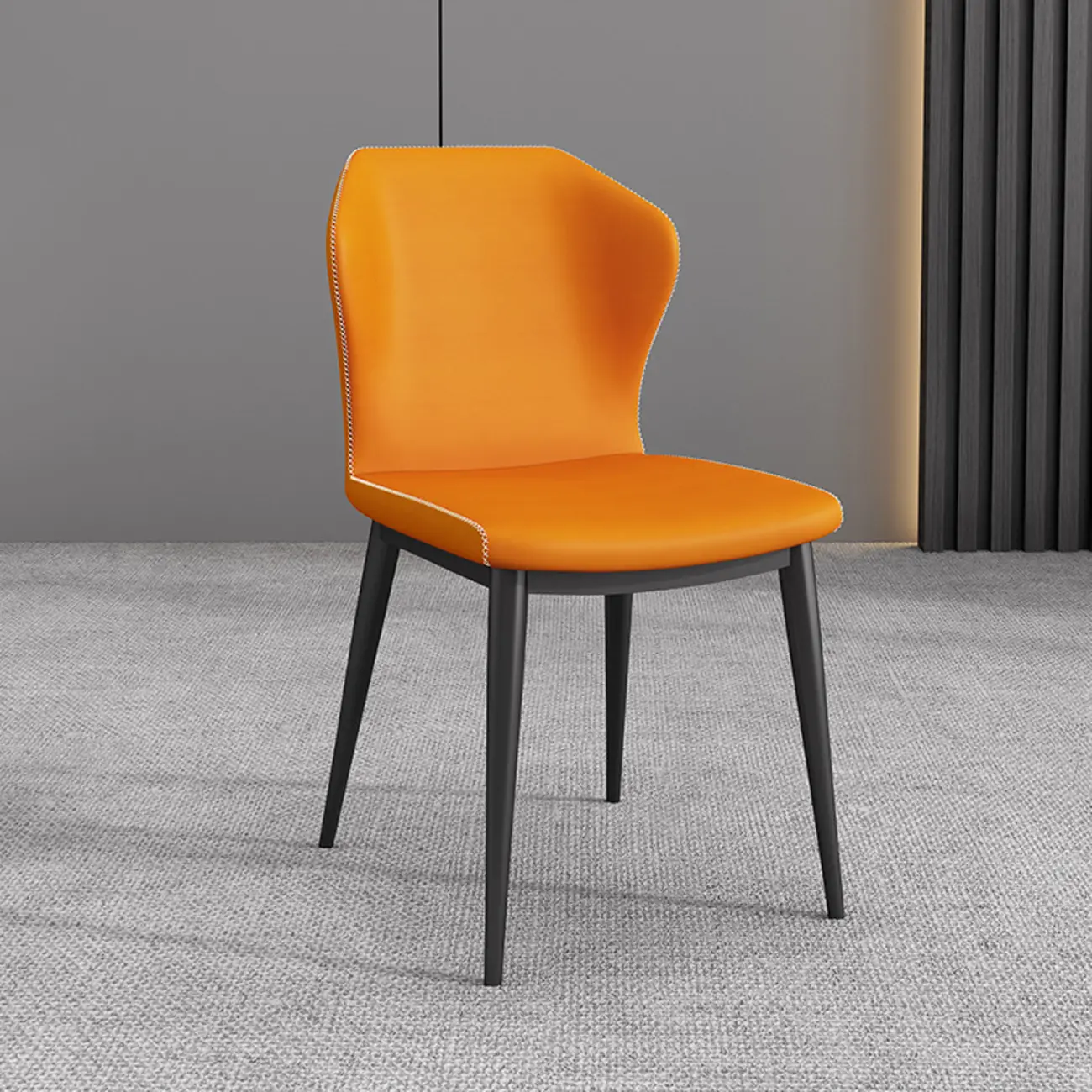 Modern Faux Leather Dining Chair with Wing Back Steel Legs Image - 29 | homeyfad