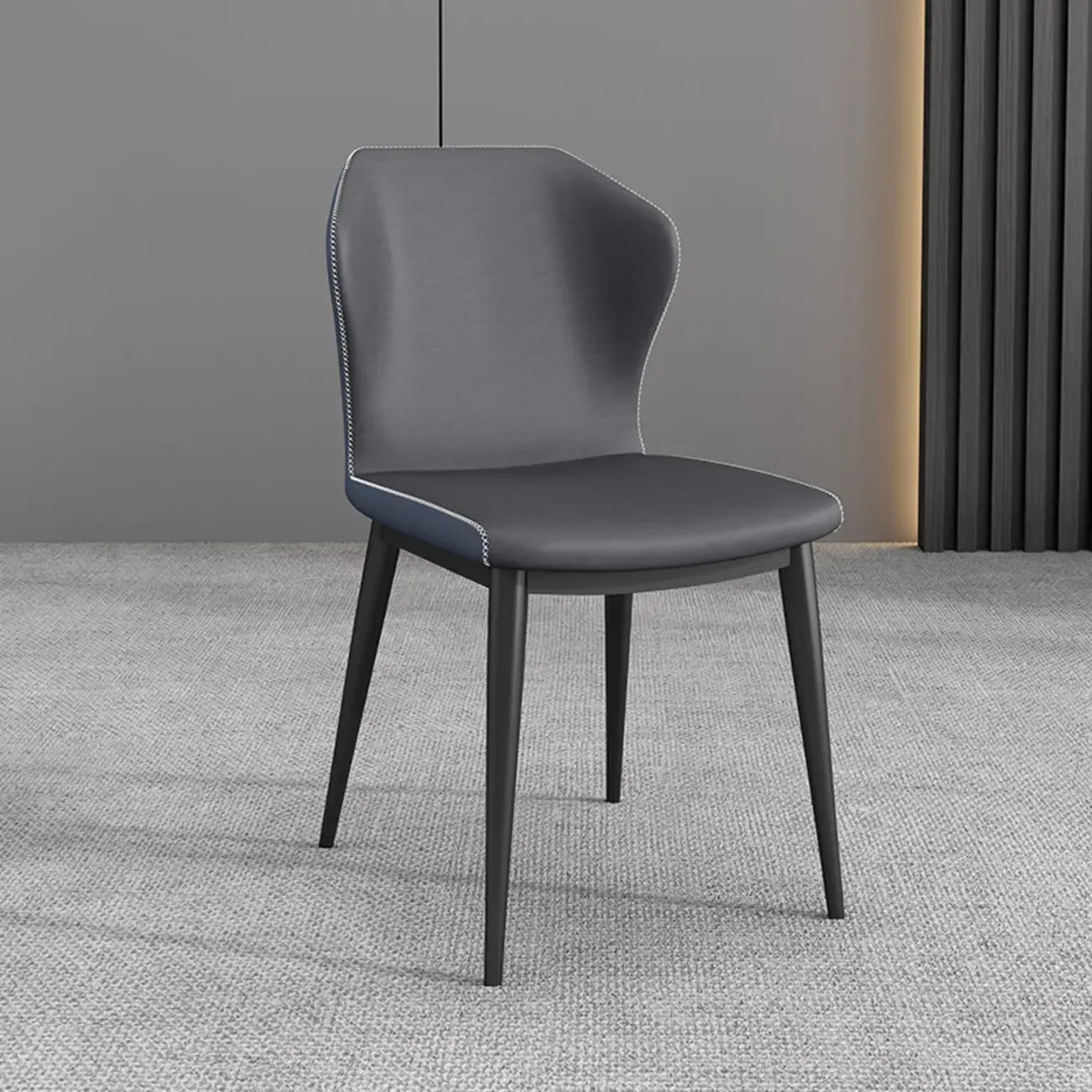 Modern Faux Leather Dining Chair with Wing Back Steel Legs Image - 30