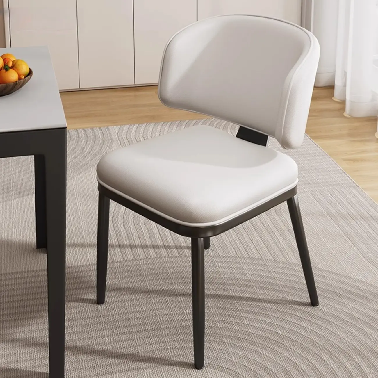 Modern Upholstered Dining Chair Low Back Steel Legs Image - 2 | homeyfad
