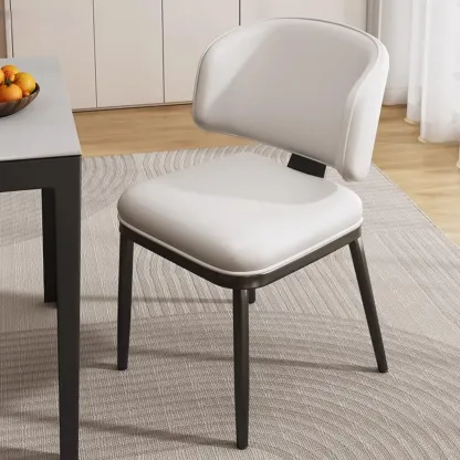 Modern Upholstered Dining Chair Low Back Steel Legs Image - 2