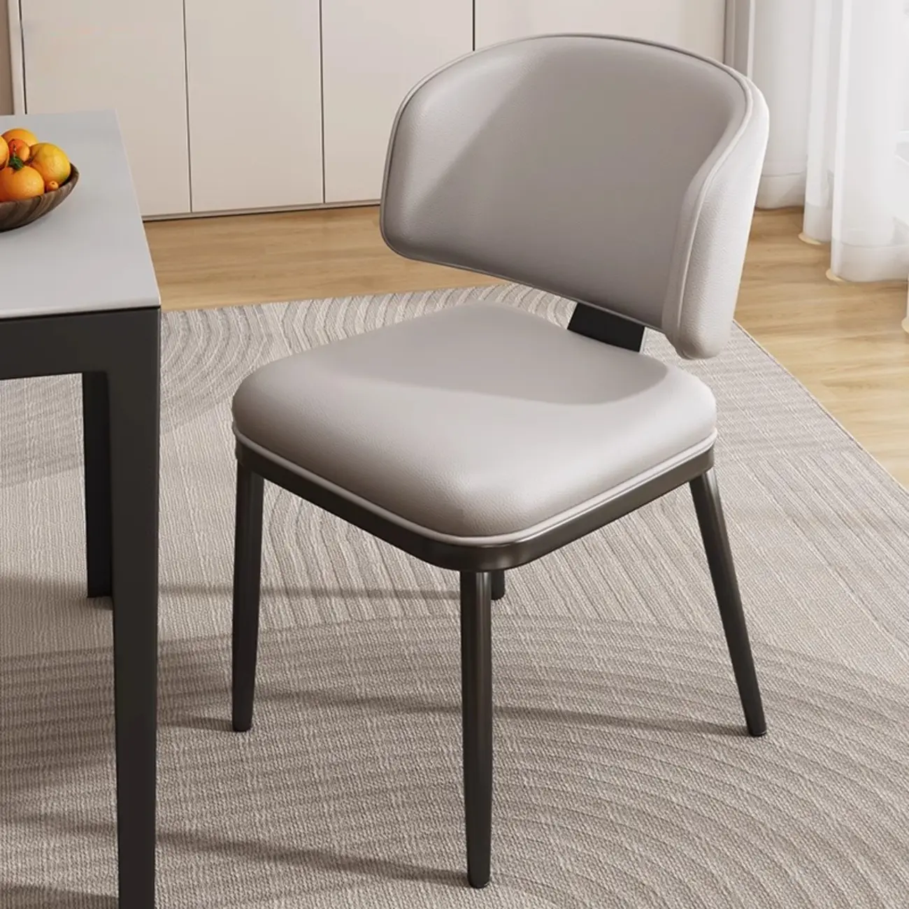 Modern Upholstered Dining Chair Low Back Steel Legs Image - 3 | homeyfad