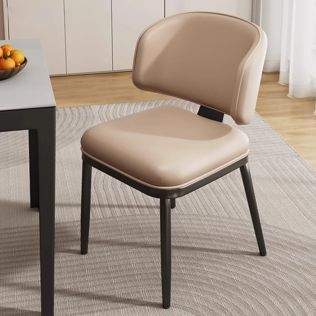 Modern Upholstered Dining Chair Low Back Steel Legs Image - 5 | homeyfad