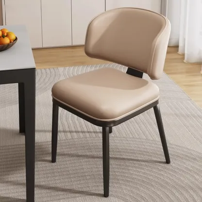 Modern Upholstered Dining Chair Low Back Steel Legs Image - 5