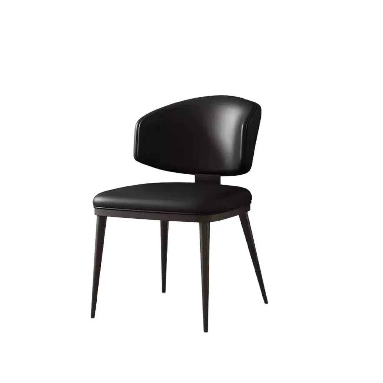 Modern Upholstered Dining Chair Low Back Steel Legs Image - 6