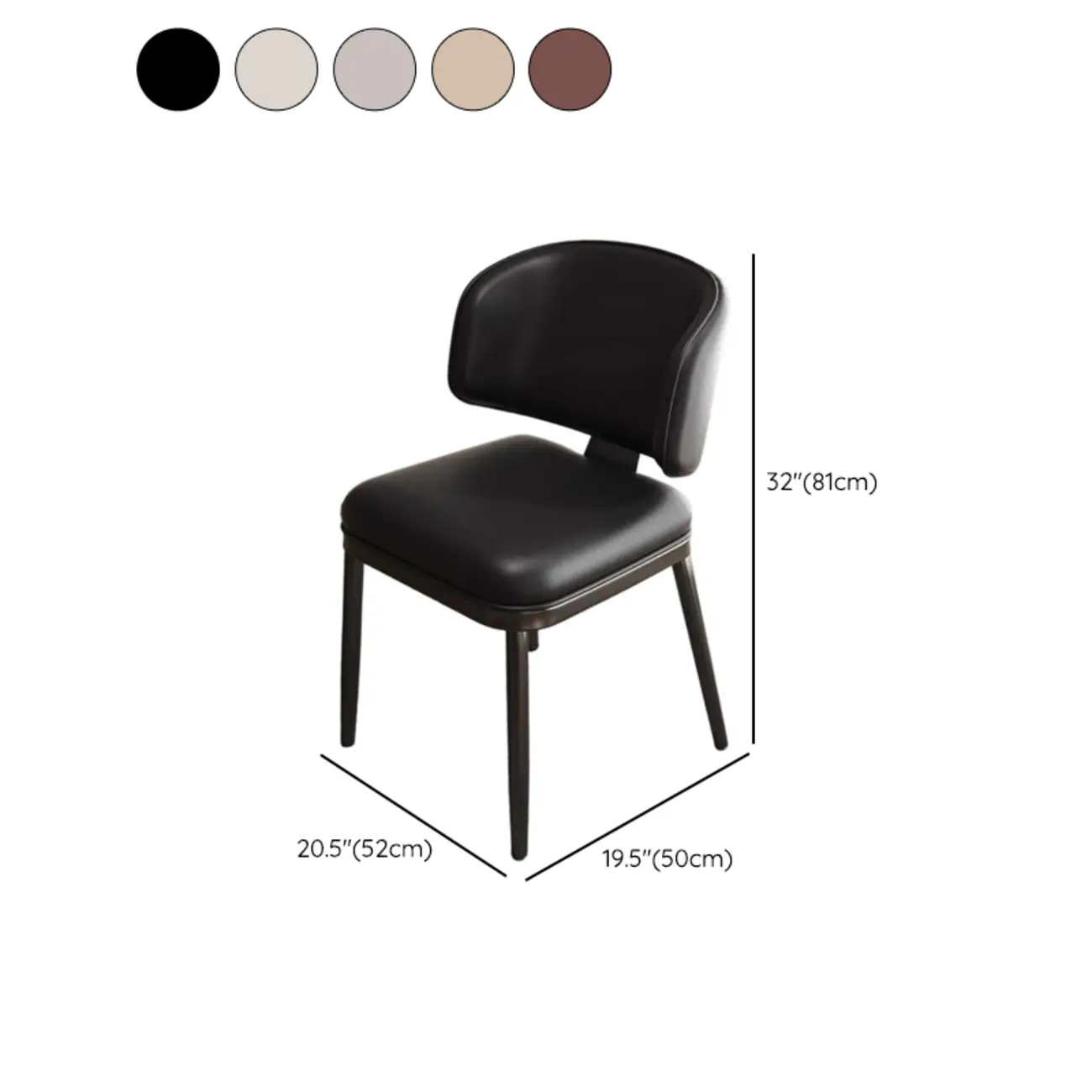 Modern Upholstered Dining Chair Low Back Steel Legs #size | homeyfad
