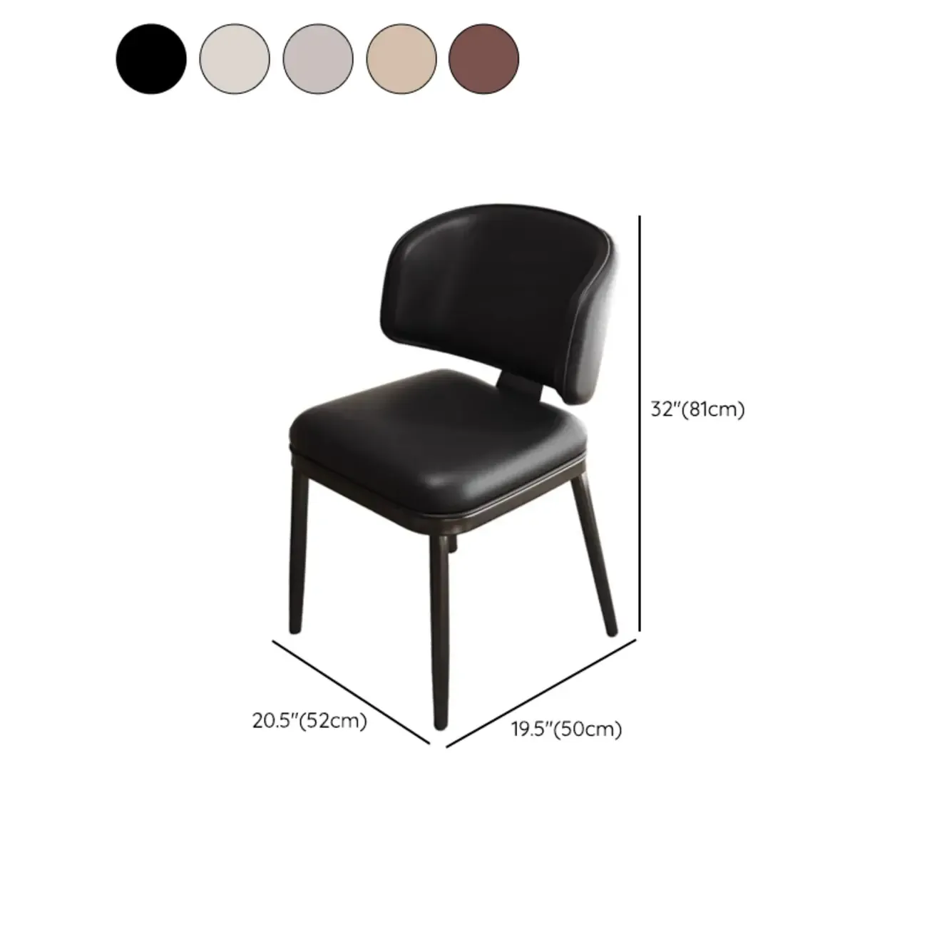 Modern Upholstered Dining Chair Low Back Steel Legs #size
