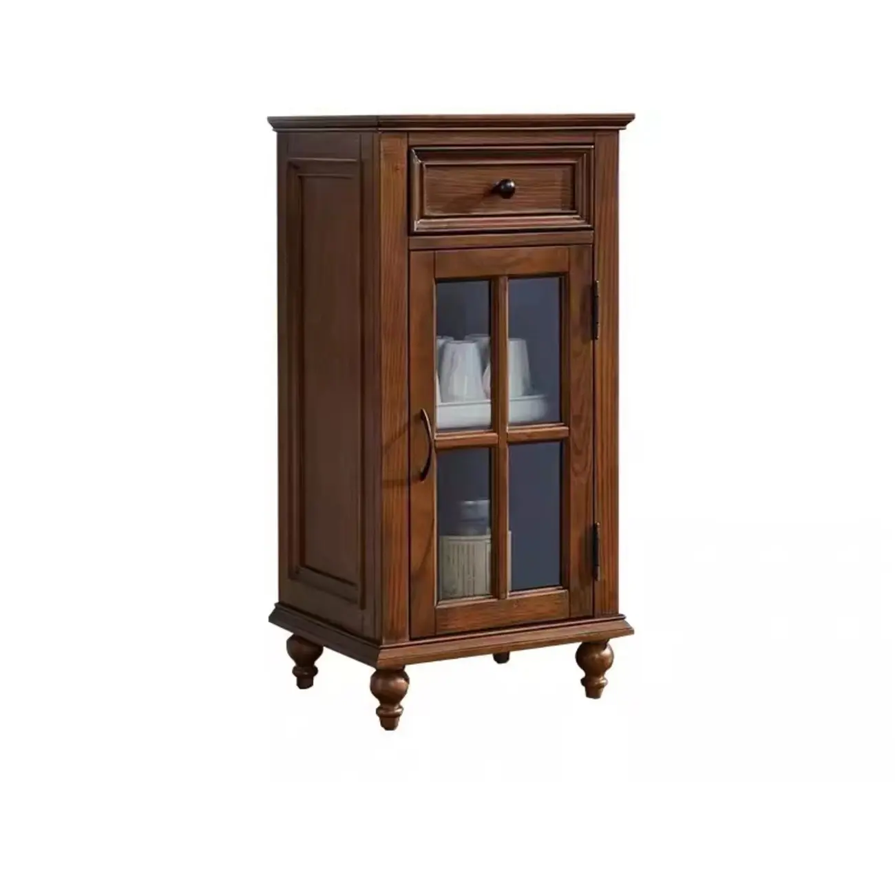 Traditional Wooden Storage Short China Cabinet in Brown Image - 2 | homeyfad