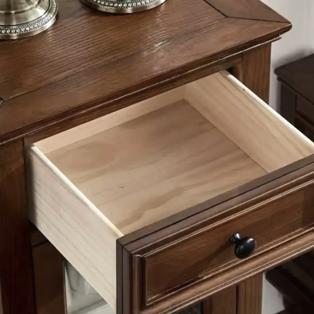 Traditional Wooden Storage Short China Cabinet in Brown Image - 6