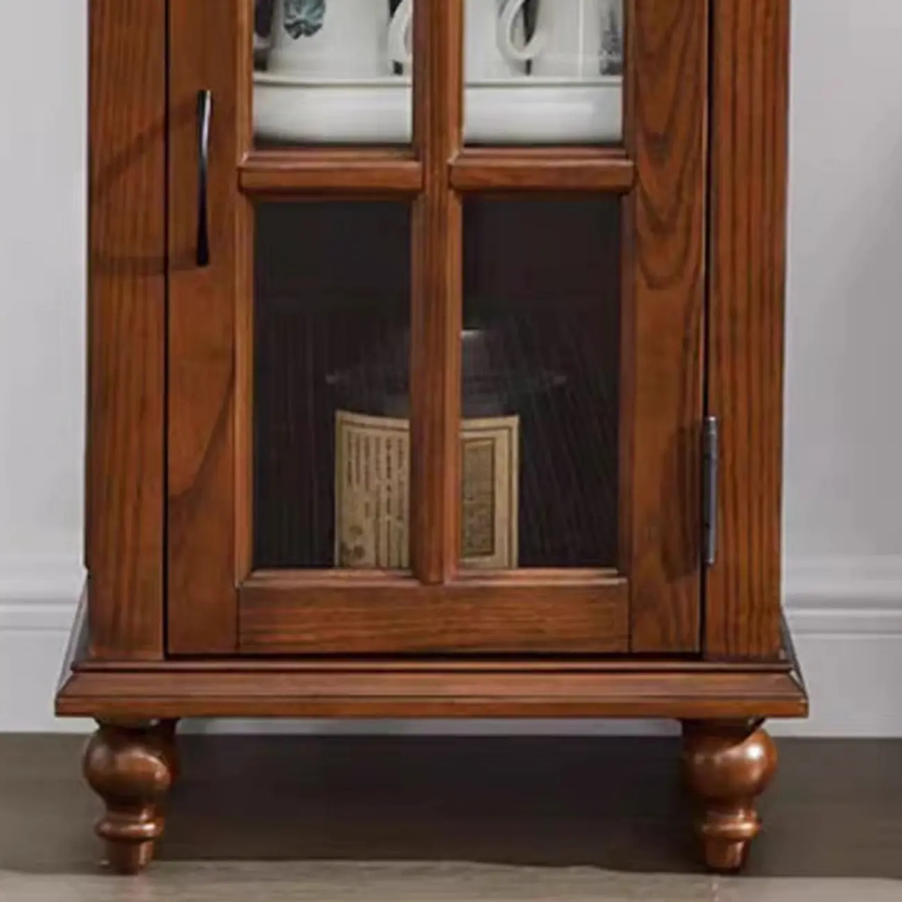 Traditional Wooden Storage Short China Cabinet in Brown Image - 7 | homeyfad