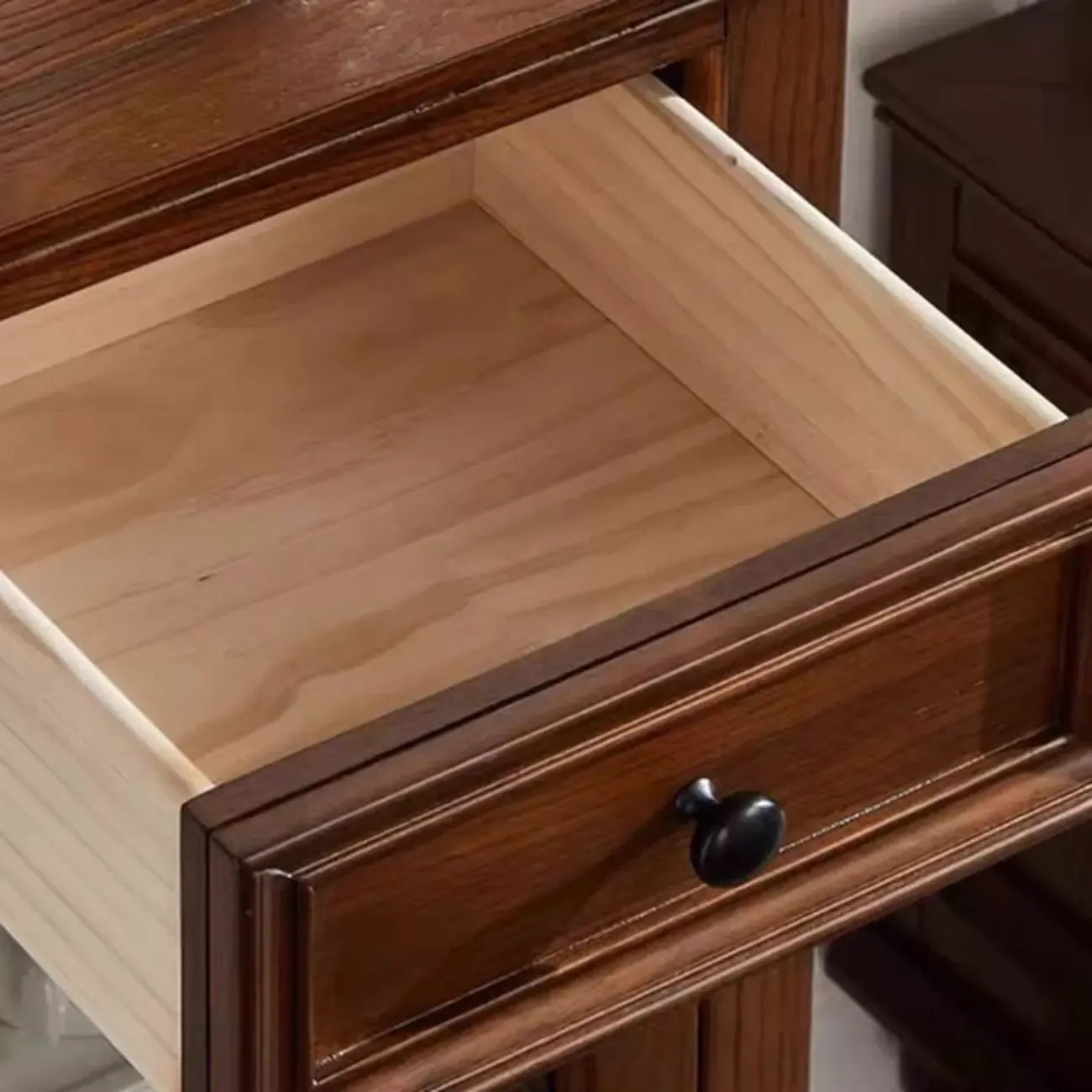 Traditional Wooden Storage Short China Cabinet in Brown Image - 8