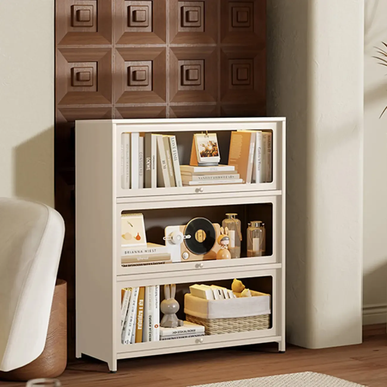 Floor Standing Modern 5-Tier Flip-Top Glass Display Cabinet Image - 22