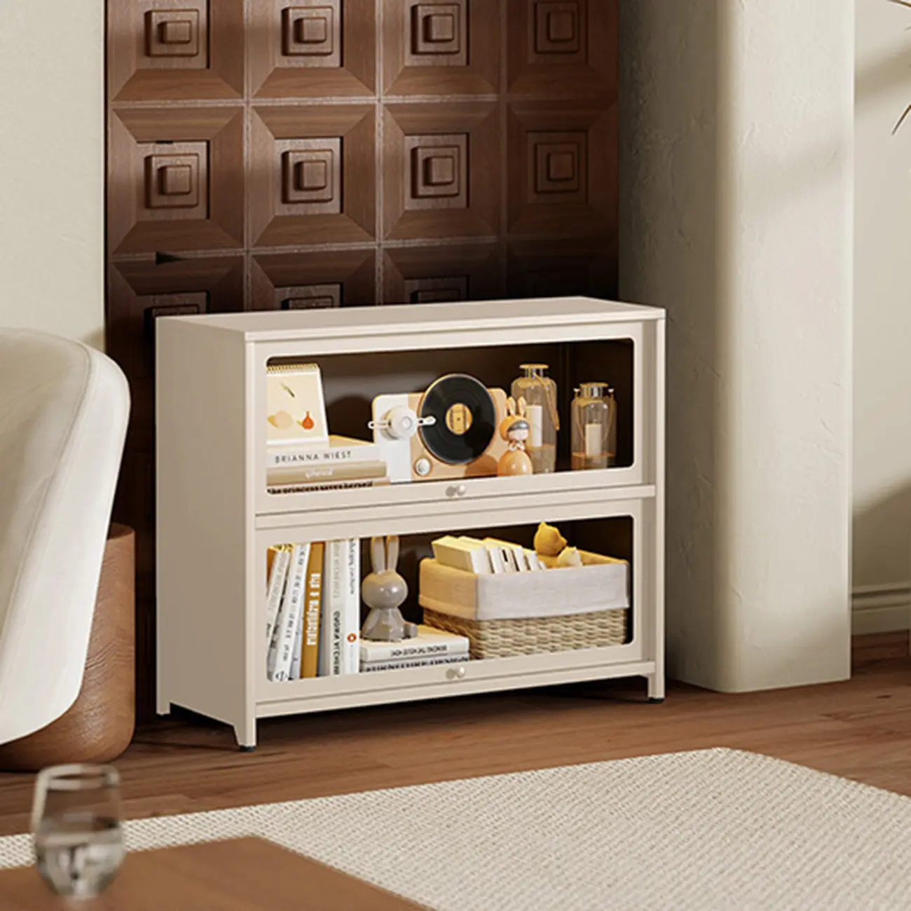 Floor Standing Modern 5-Tier Flip-Top Glass Display Cabinet Image - 9 | homeyfad