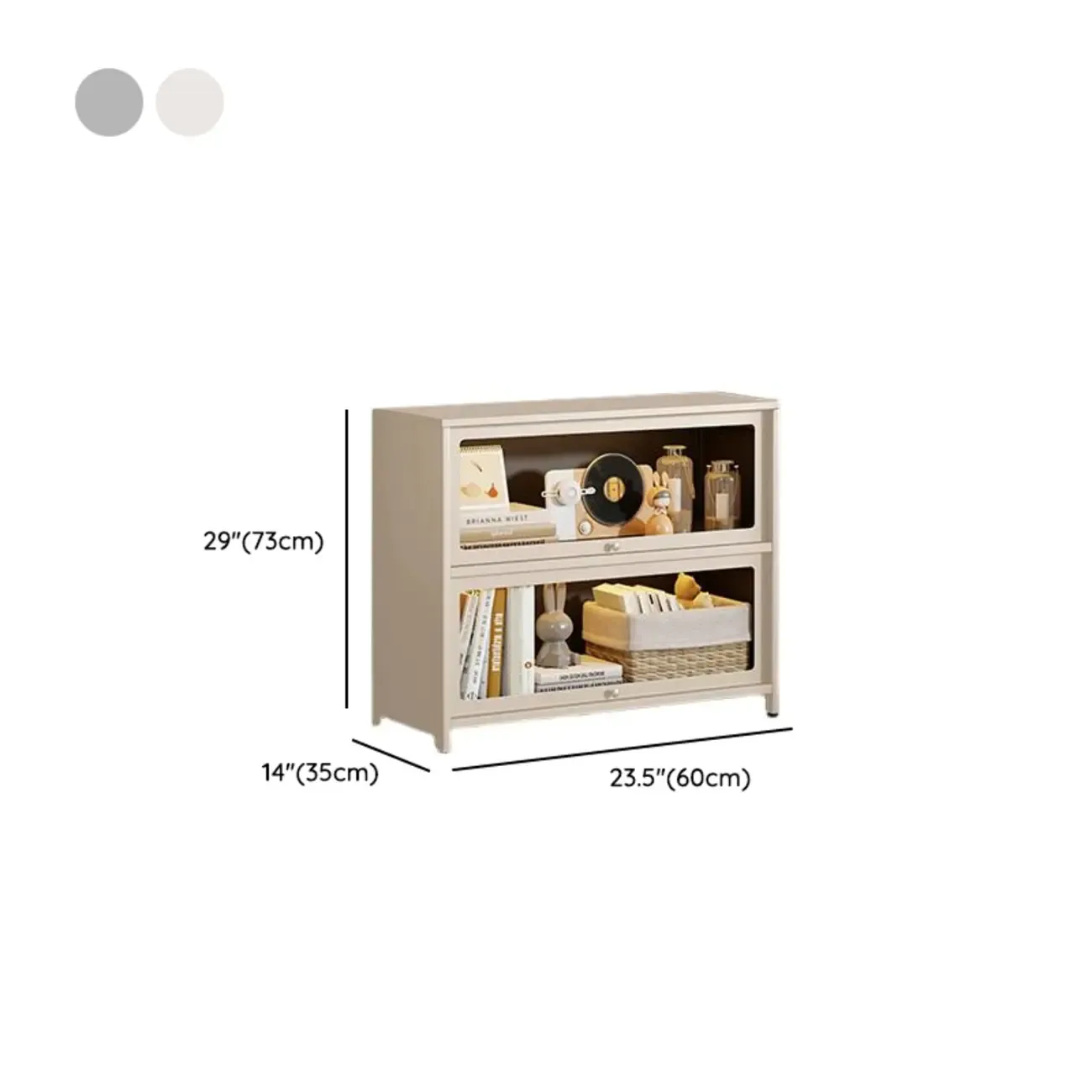 Floor Standing Modern 5-Tier Flip-Top Glass Display Cabinet #size