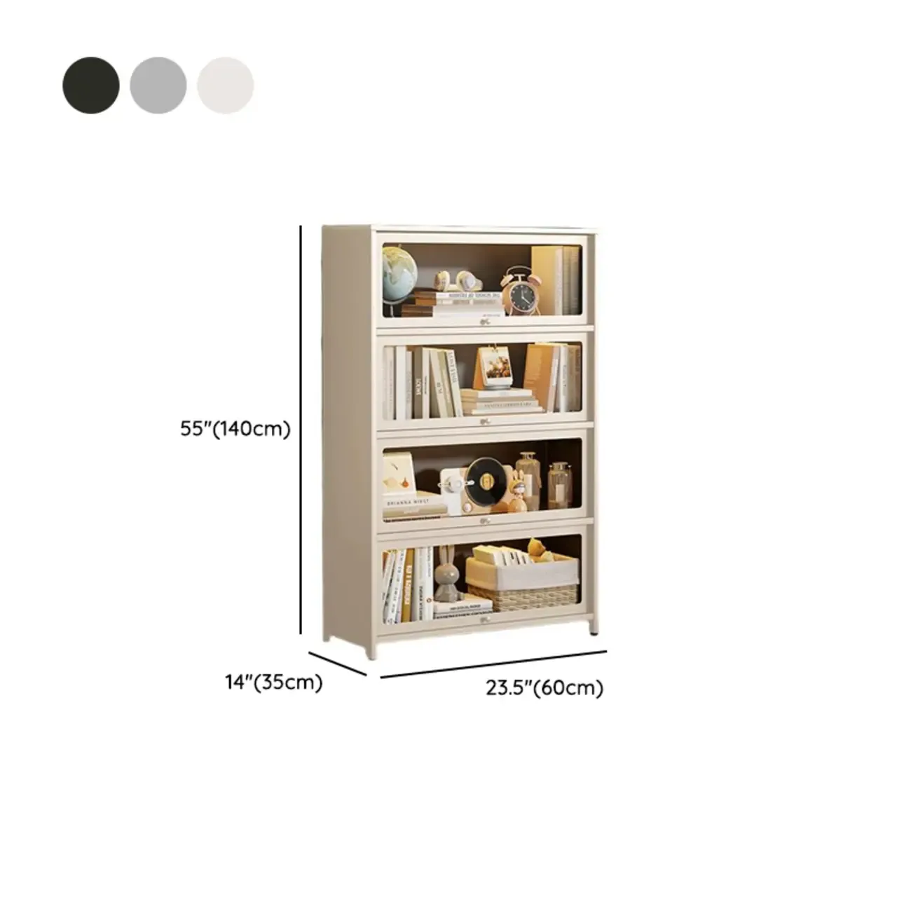 Floor Standing Modern 5-Tier Flip-Top Glass Display Cabinet Image - 25
