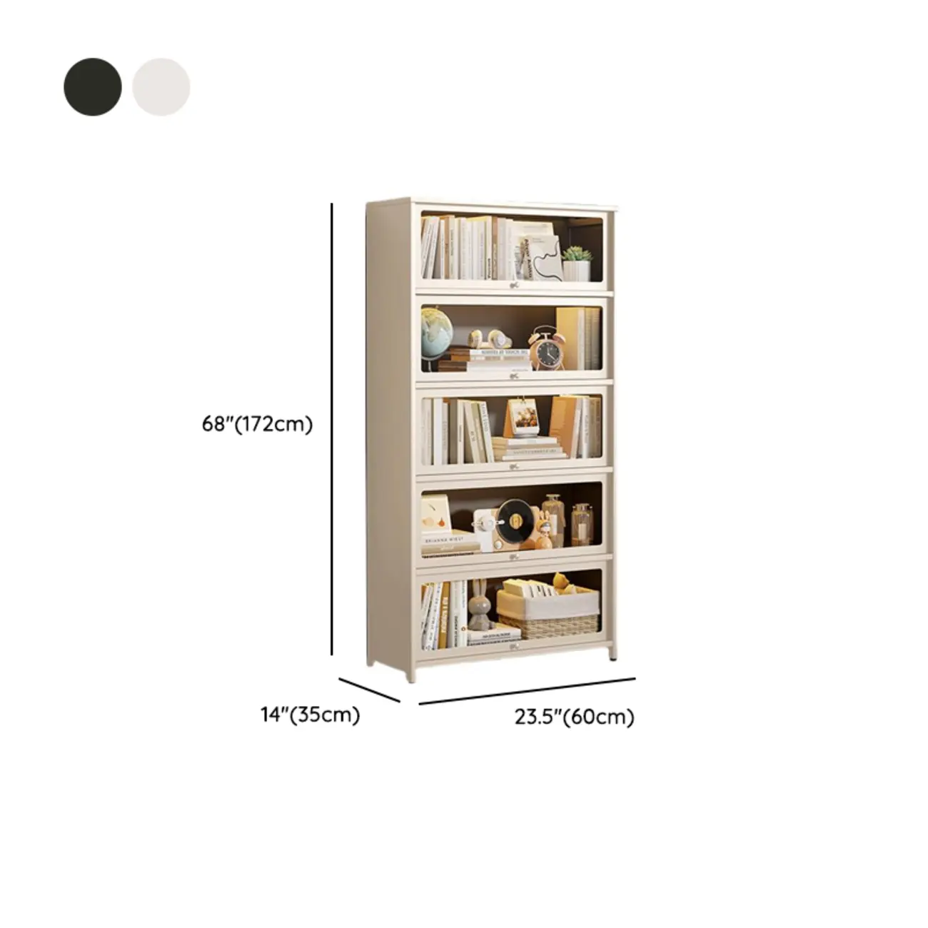 Floor Standing Modern 5-Tier Flip-Top Glass Display Cabinet Image - 26 | homeyfad