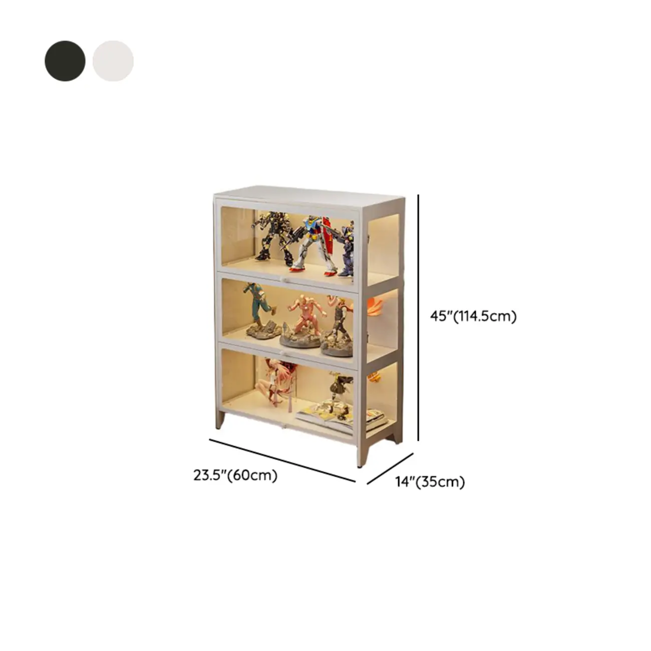 Floor Standing Modern 5-Tier Flip-Top Glass Display Cabinet Image - 27 | homeyfad