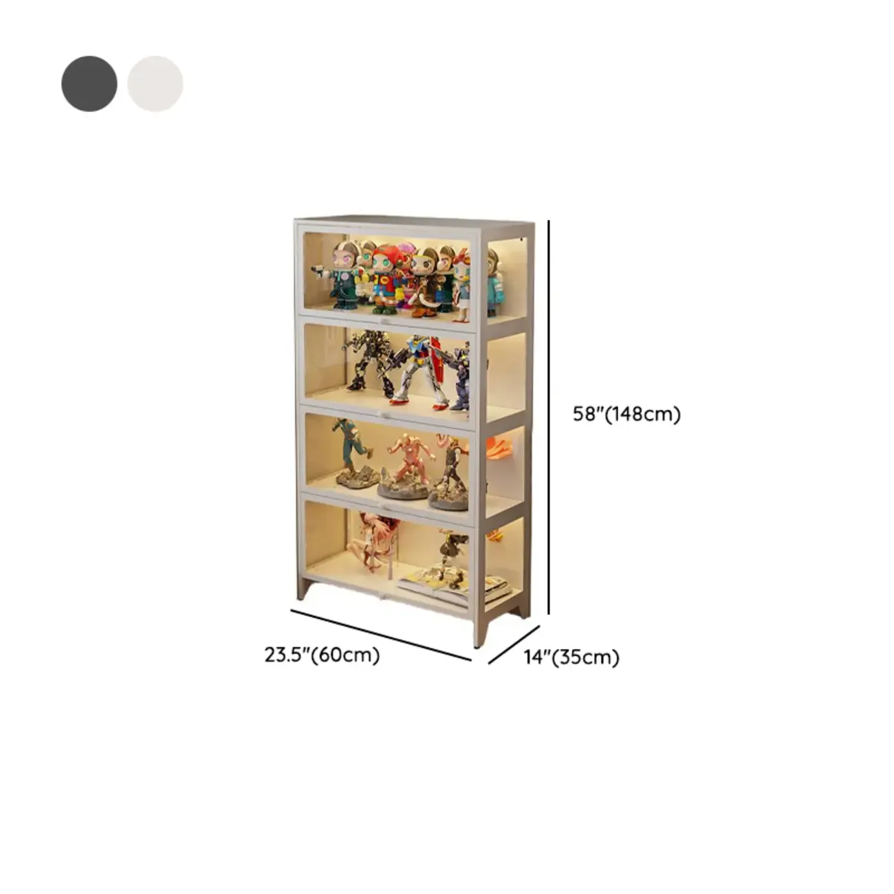 Floor Standing Modern 5-Tier Flip-Top Glass Display Cabinet Image - 28
