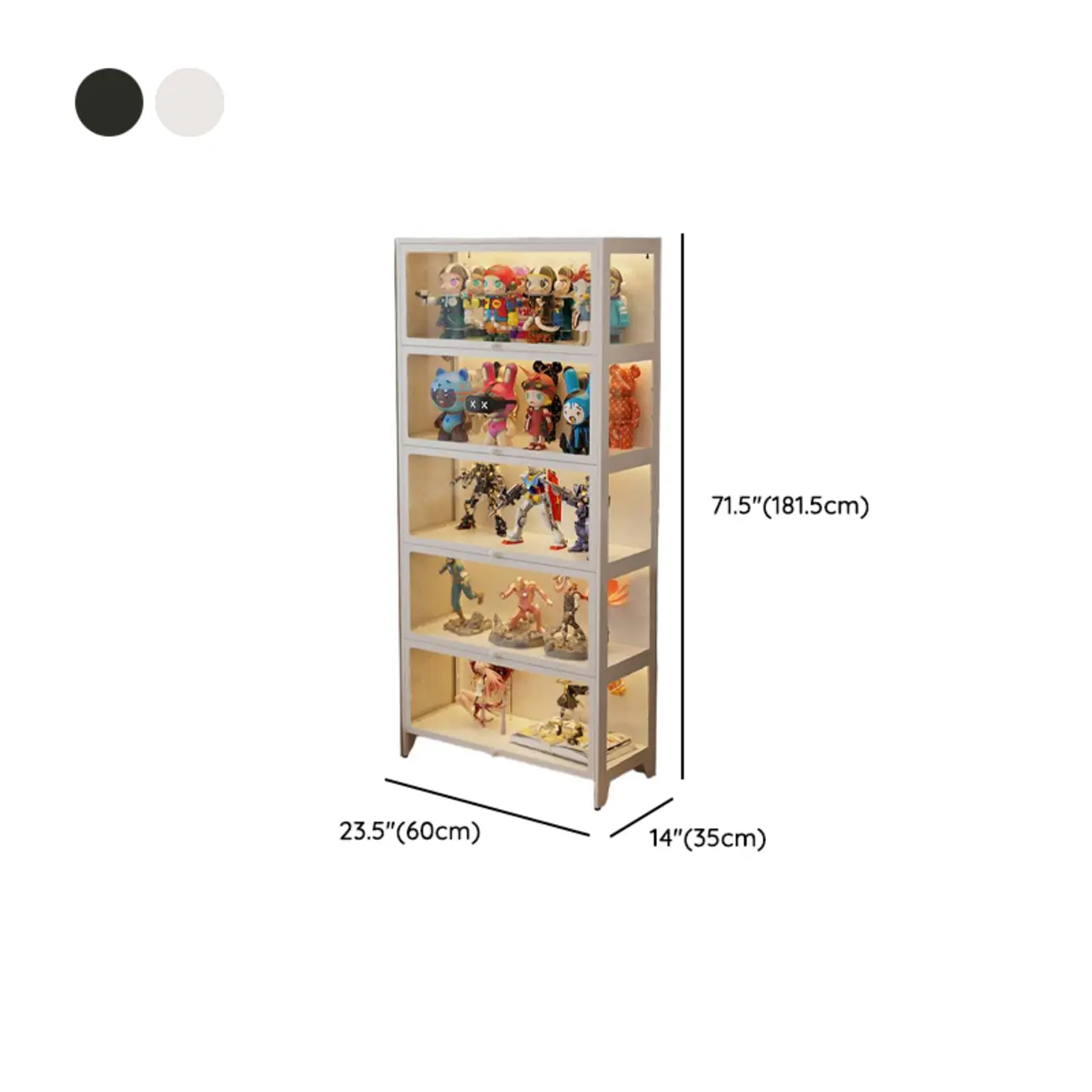 Floor Standing Modern 5-Tier Flip-Top Glass Display Cabinet Image - 29 | homeyfad