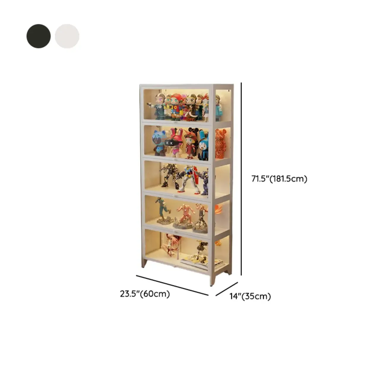 Floor Standing Modern 5-Tier Flip-Top Glass Display Cabinet Image - 29