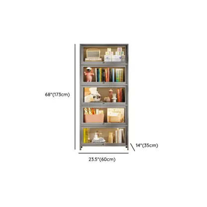 Floor Standing Modern 5-Tier Flip-Top Glass Display Cabinet Image - 30