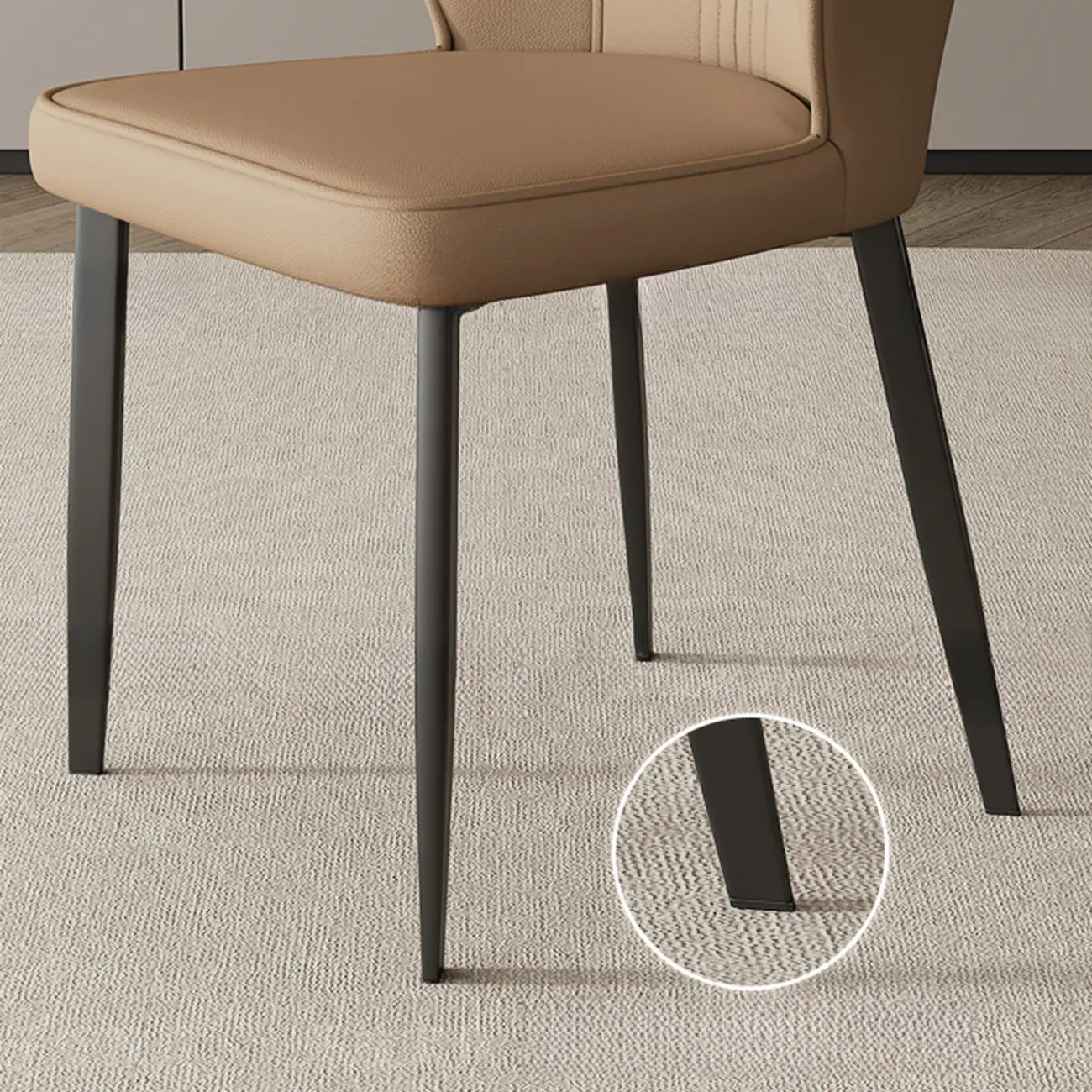 Modern Faux Leather Upholstered Wingback Dining Chair with Metal Legs Image - 5 | homeyfad