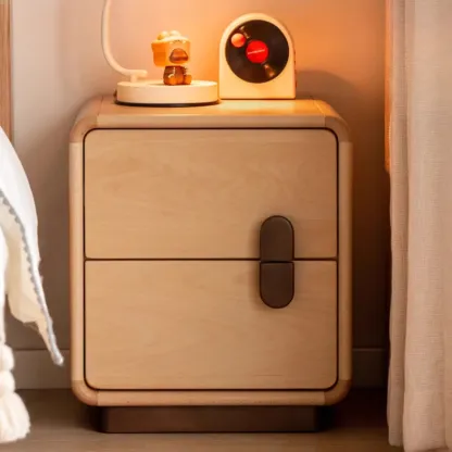 Cubic Modern 2-Drawer Wood Small Nightstand Image - 3