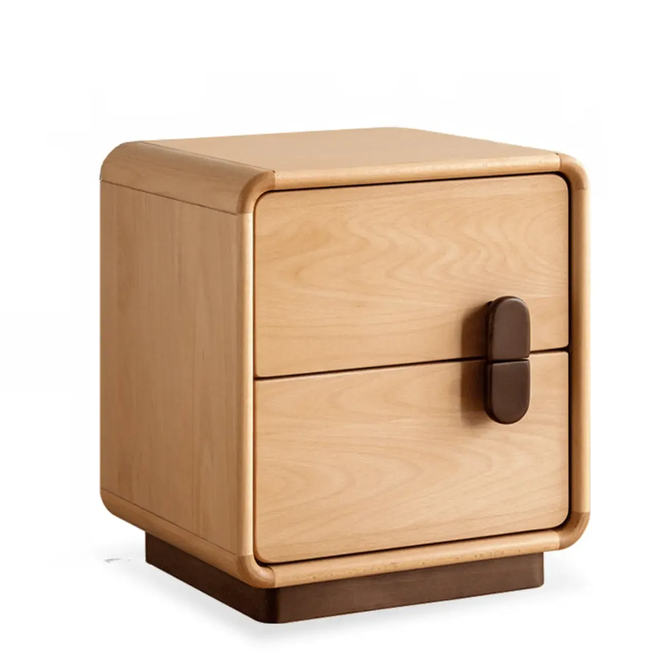Cubic Modern 2-Drawer Wood Small Nightstand Image - 4