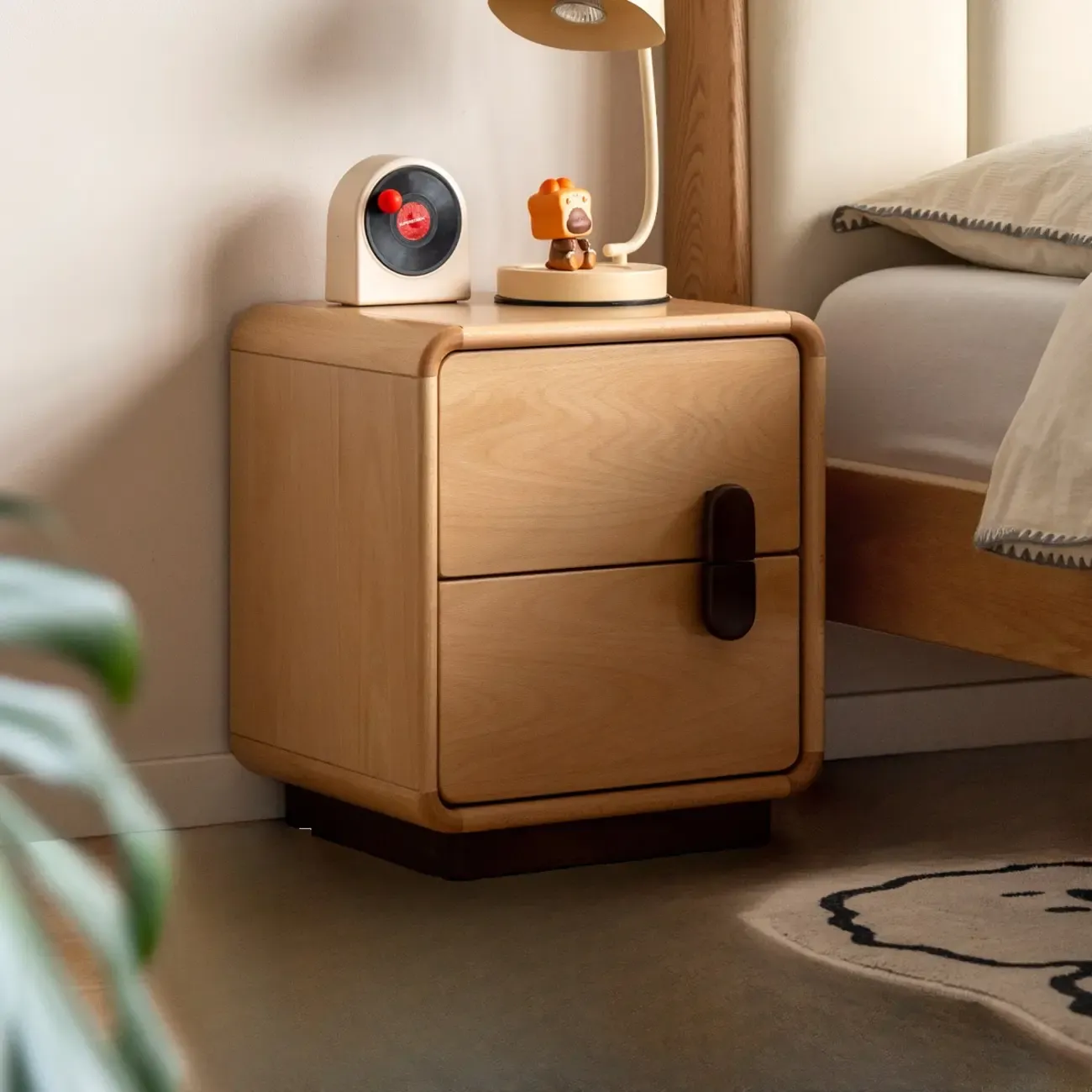 Cubic Modern 2-Drawer Wood Small Nightstand Image - 1