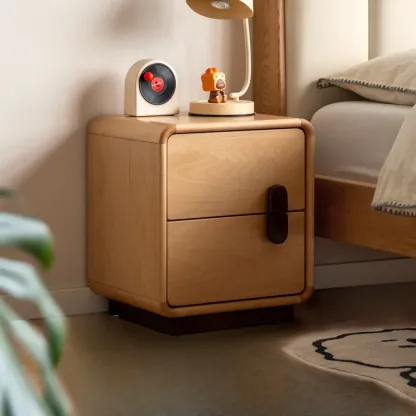 Cubic Modern 2-Drawer Wood Small Nightstand Image - 1