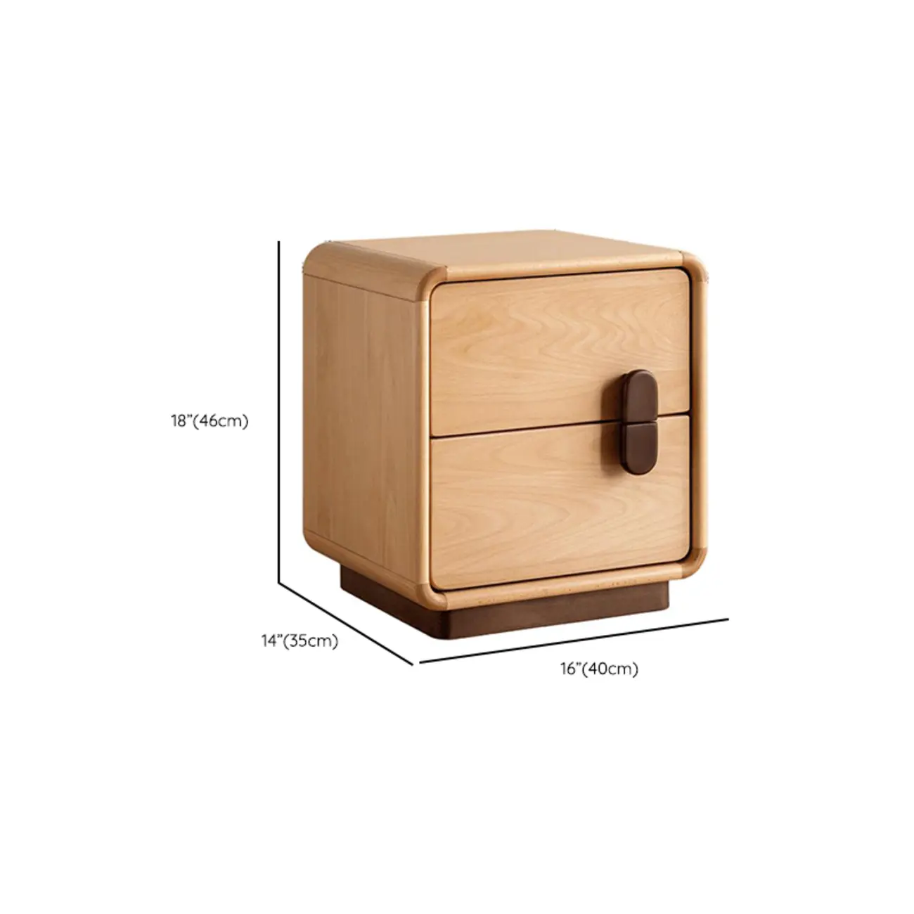 Cubic Modern 2-Drawer Wood Small Nightstand #size | homeyfad