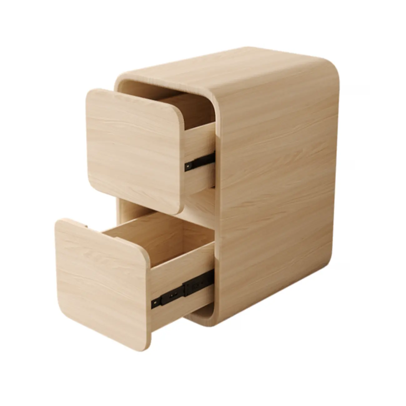 Simplistic 2 Tiers Vinyl Leather Nightstand with Drawer Storage Image - 10 | homeyfad