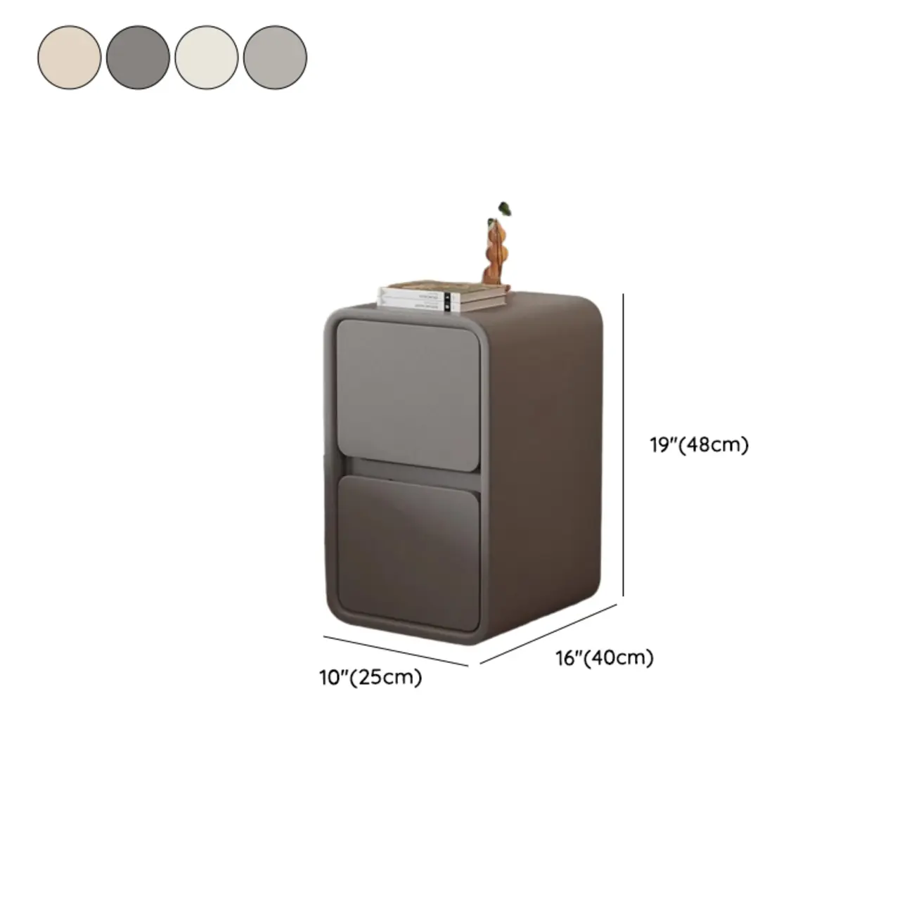 Simplistic Beige Leather 2 Tiers Nightstand with Drawers #size