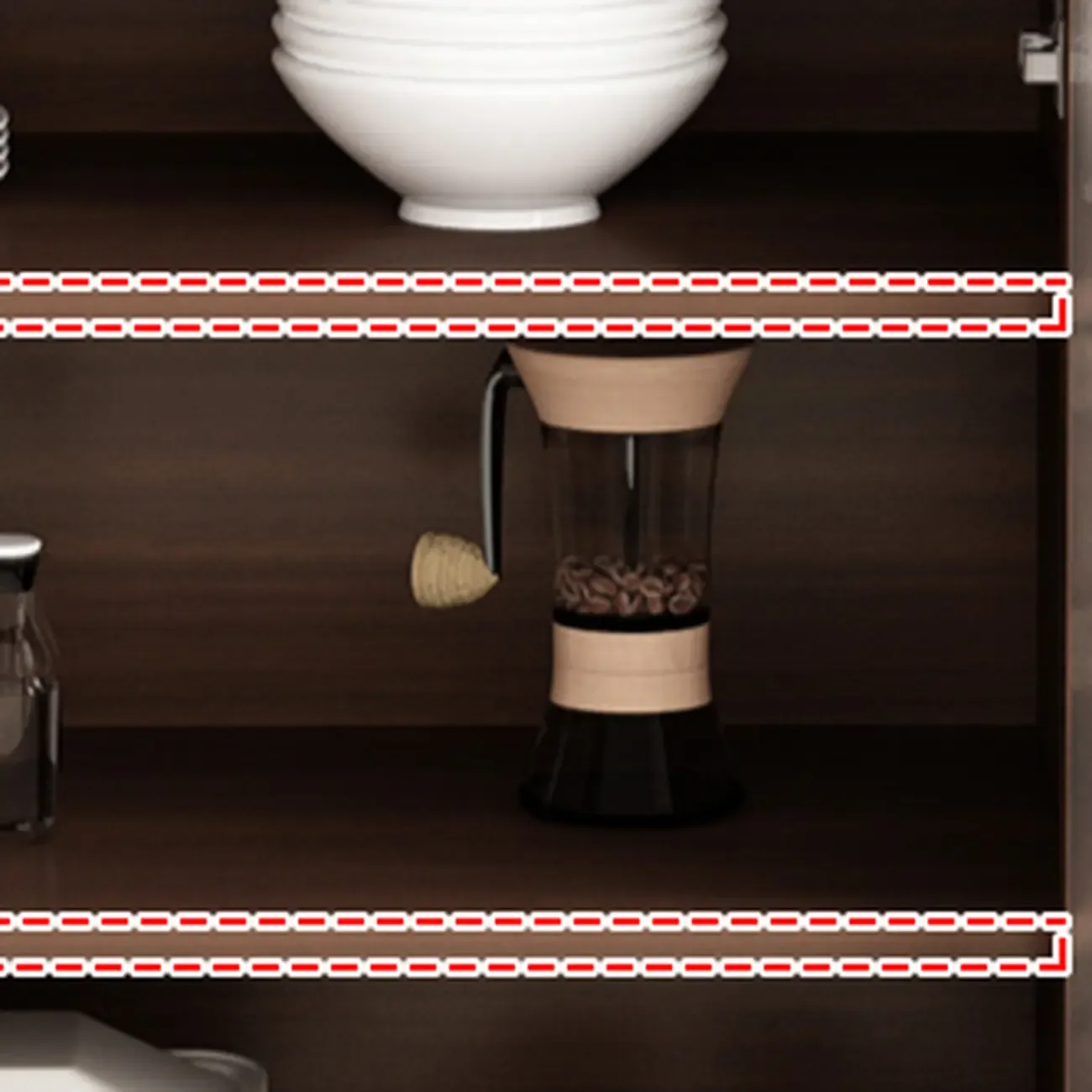 Kitchen Brown Wood Storage Sideboard with Drawer Image - 13