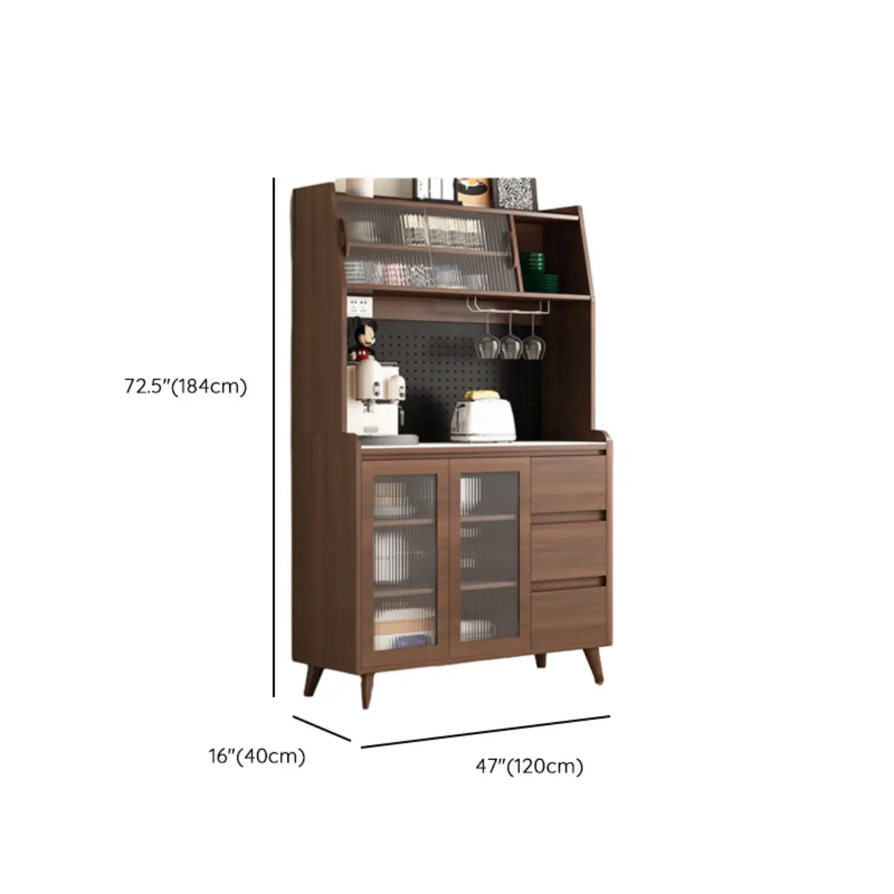 Kitchen Brown Wood Storage Sideboard with Drawer Image - 19 | homeyfad