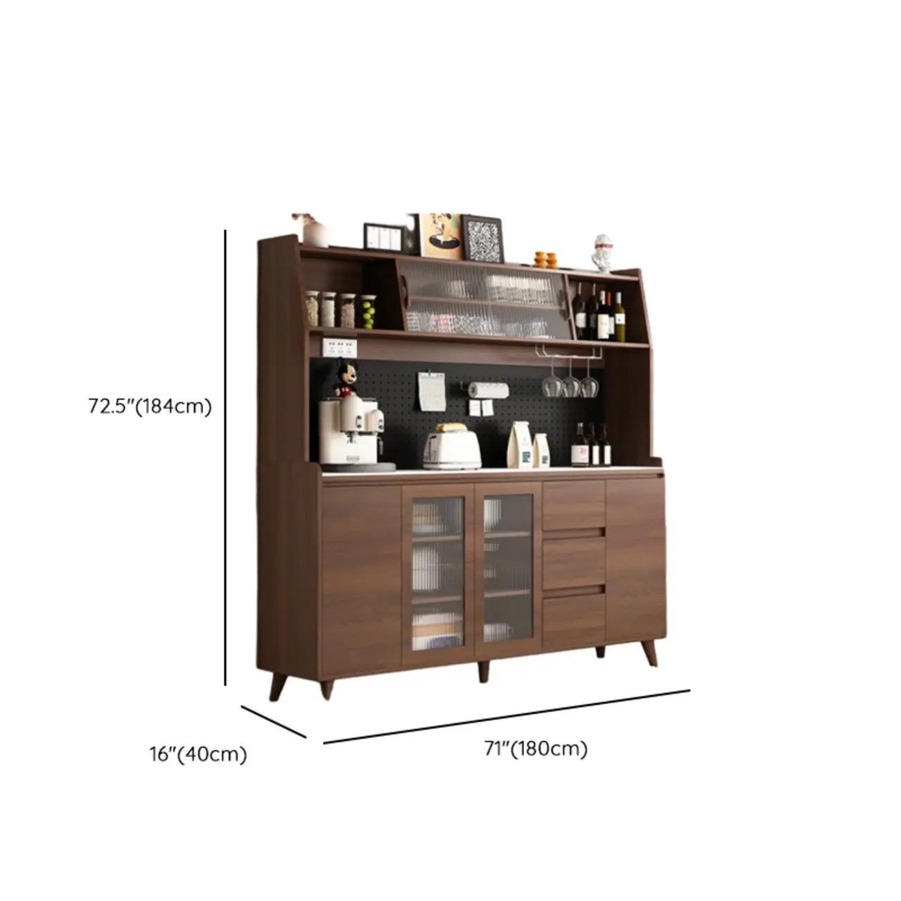 Kitchen Brown Wood Storage Sideboard with Drawer Image - 20 | homeyfad
