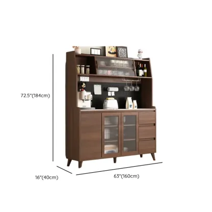 Kitchen Brown Wood Storage Sideboard with Drawer Image - 21