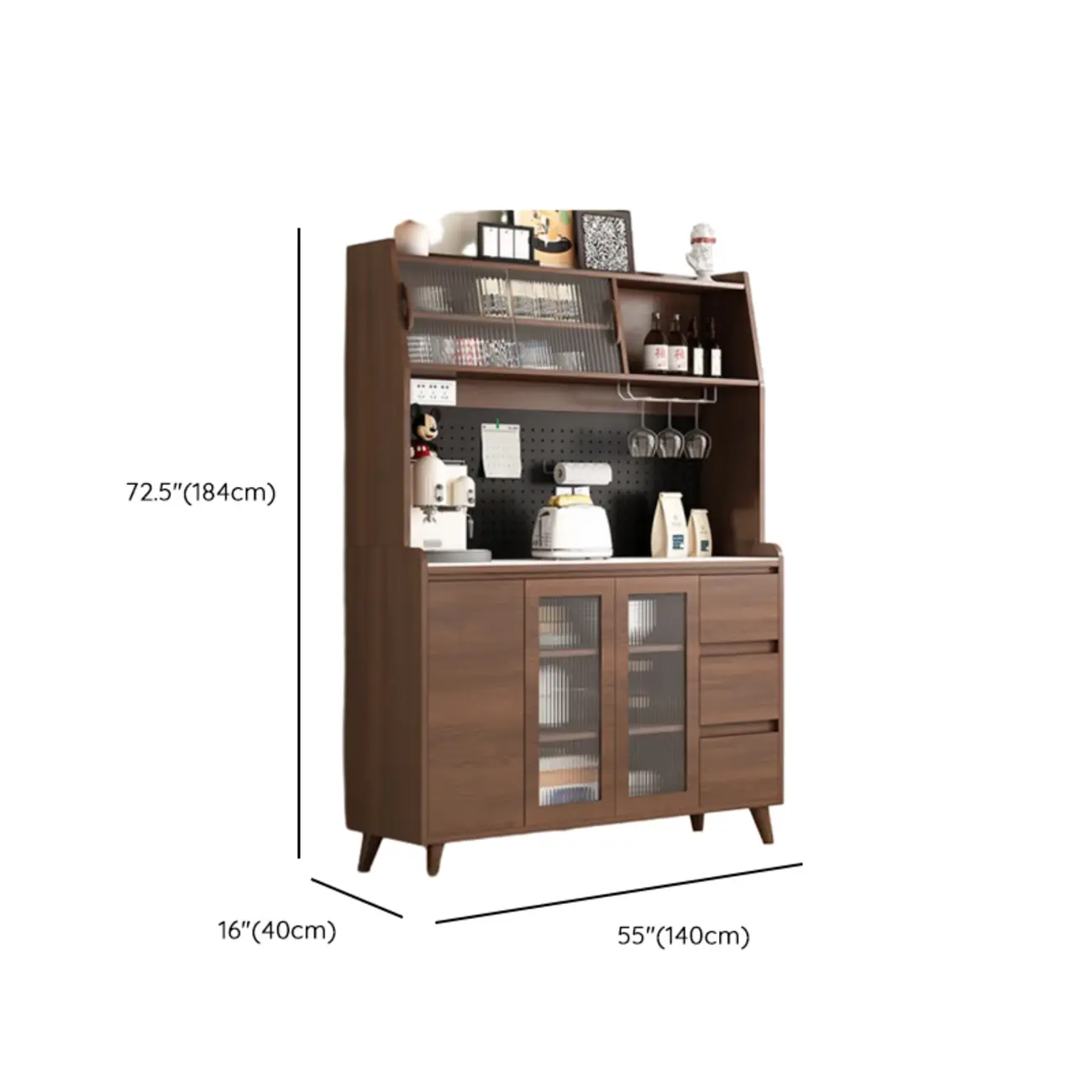 Kitchen Brown Wood Storage Sideboard with Drawer Image - 22 | homeyfad