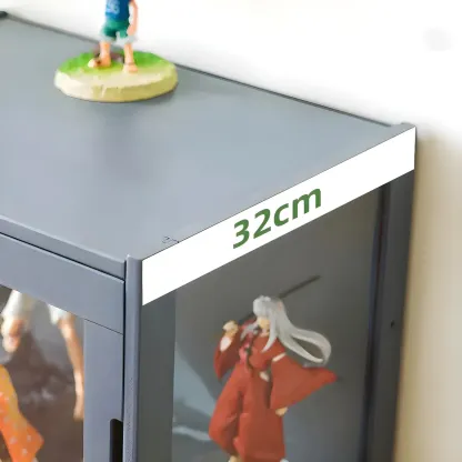 Modern Bamboo Tall Curio Cabinet with Glass Doors Image - 18