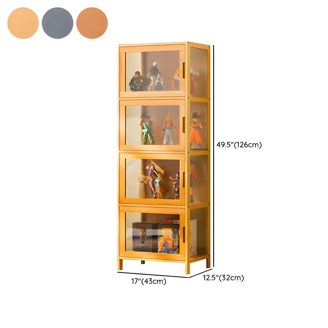 Modern Bamboo Tall Curio Cabinet with Glass Doors Image - 25 | homeyfad