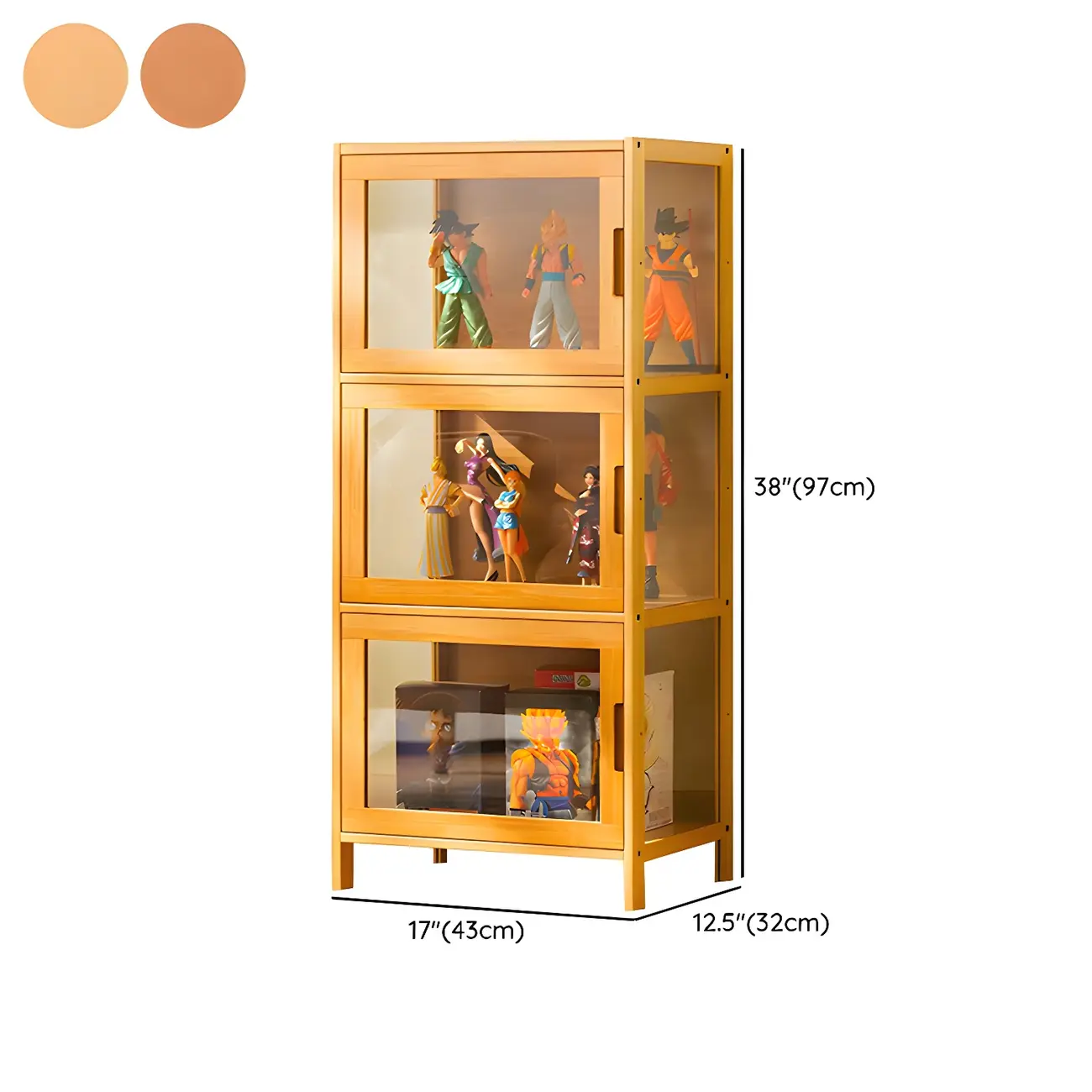 Modern Bamboo Tall Curio Cabinet with Glass Doors Image - 26 | homeyfad