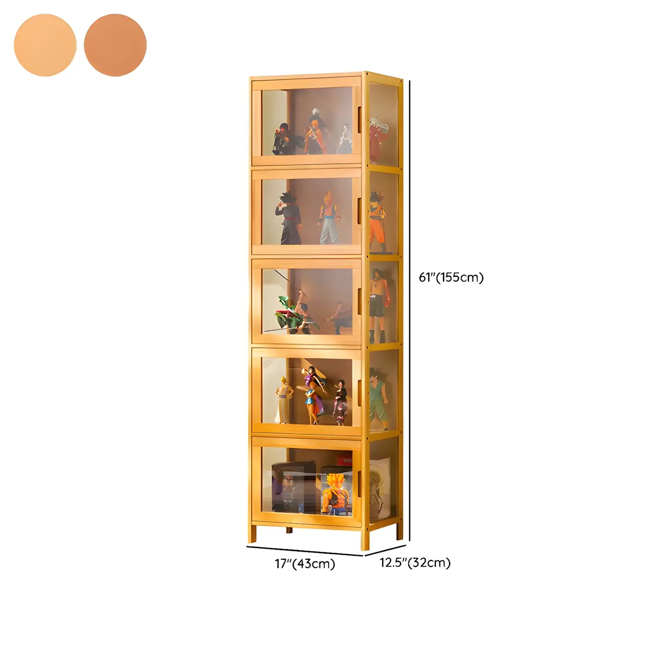 Modern Bamboo Tall Curio Cabinet with Glass Doors Image - 27 | homeyfad