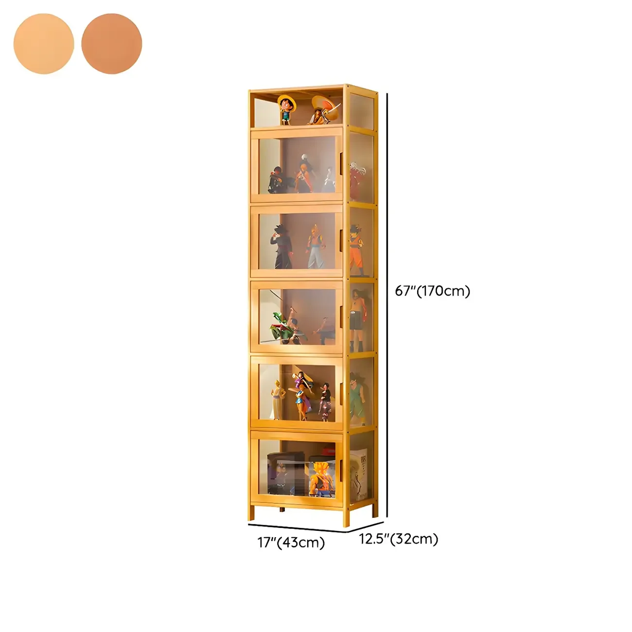 Modern Bamboo Tall Curio Cabinet with Glass Doors Image - 28