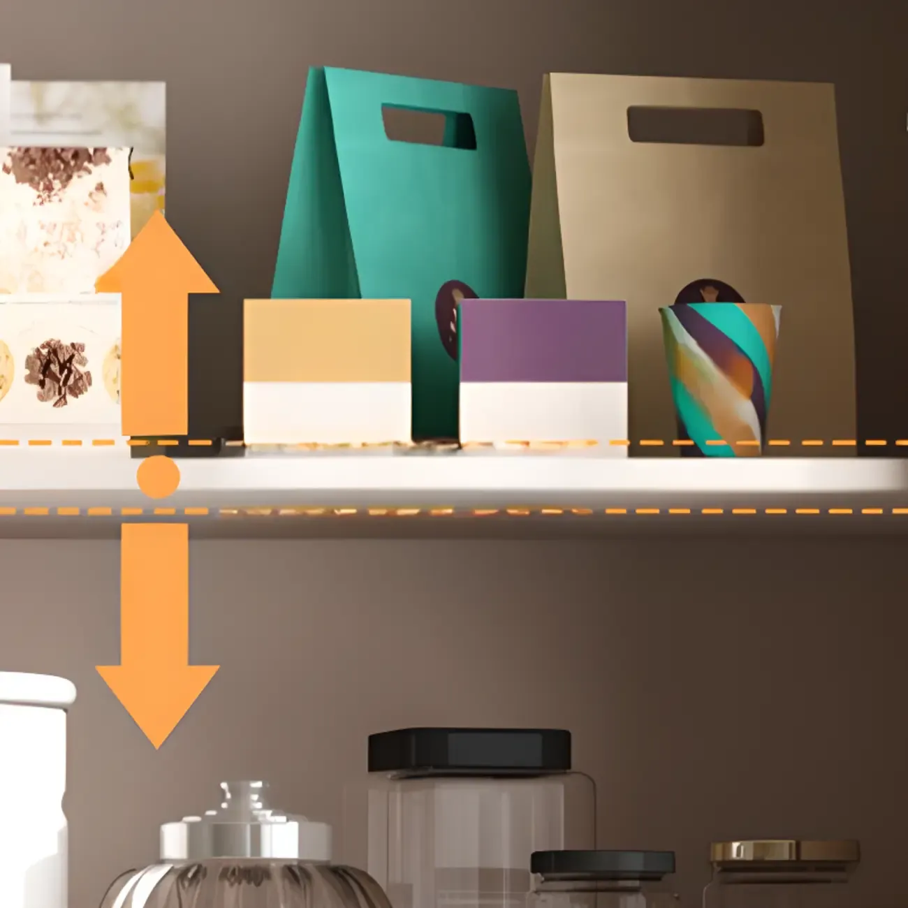 Khaki Wooden Adjustable Shelf Display Cabinet with Drawer Image - 4