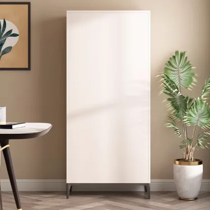 Khaki Wooden Adjustable Shelf Display Cabinet with Drawer Image - 9