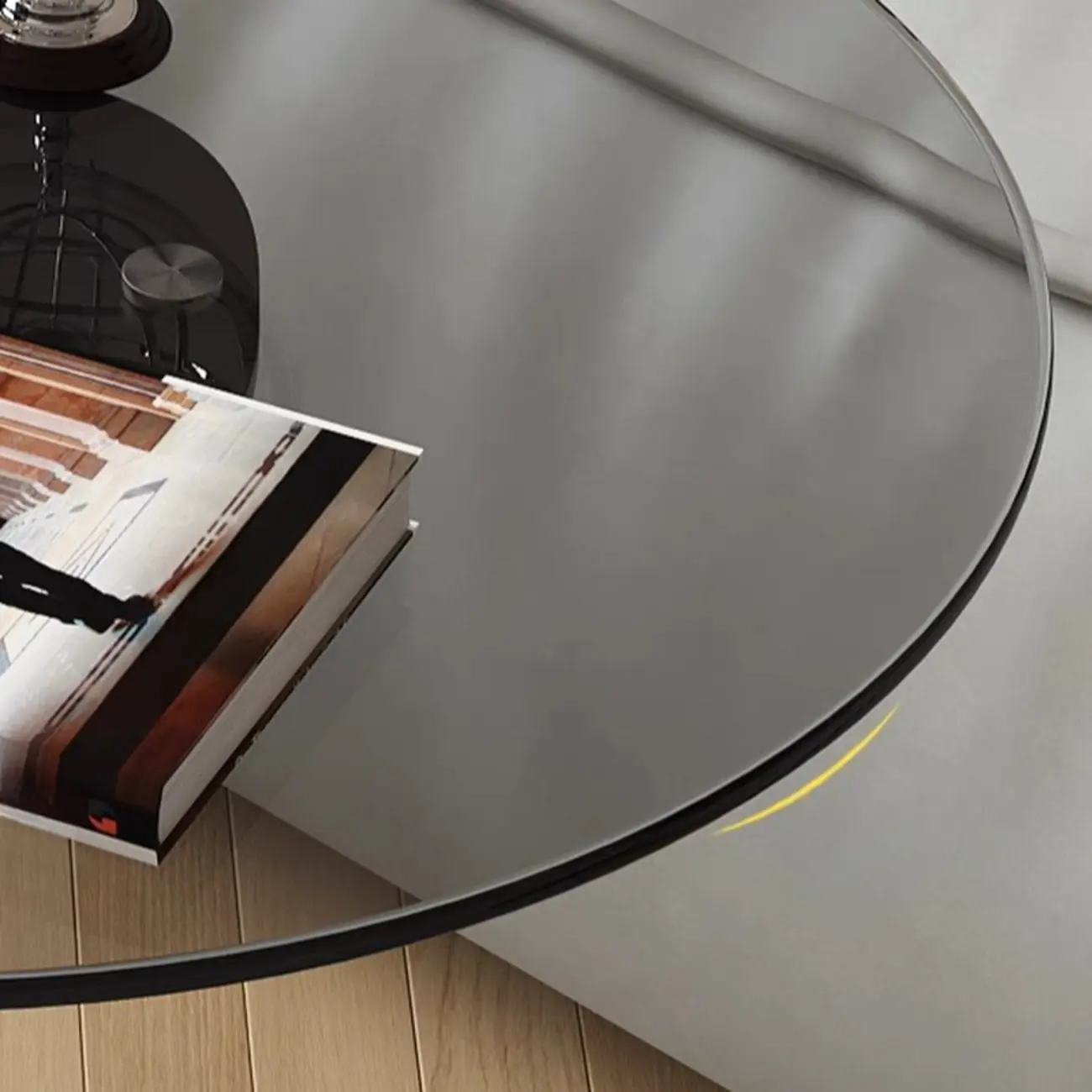 Black Glass Top Metal C-shaped End Table for Living Room Image - 6 | homeyfad