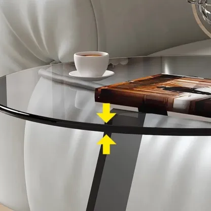 Black Glass Top Metal C-shaped End Table for Living Room Image - 7